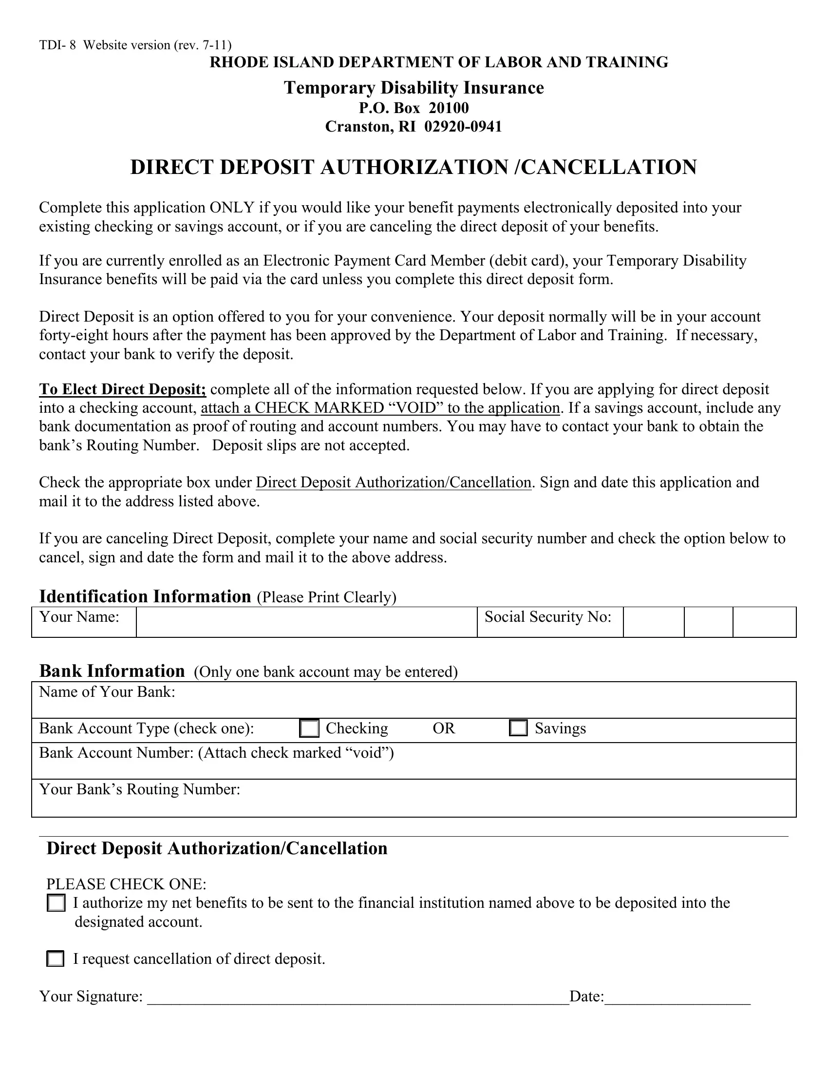 Tdi 8 Form Fill Out Printable PDF Forms Online