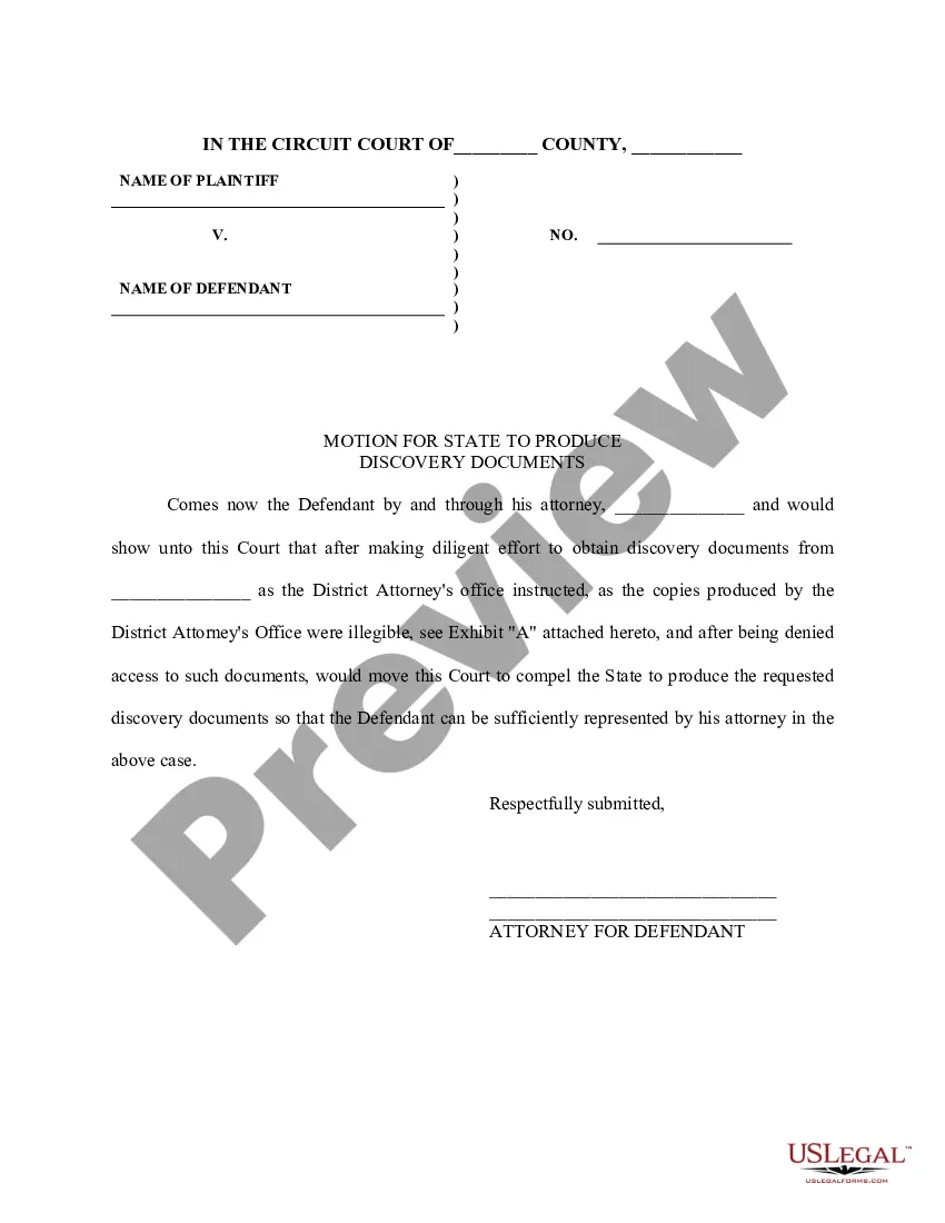 Template For Discovery Document US Legal Forms