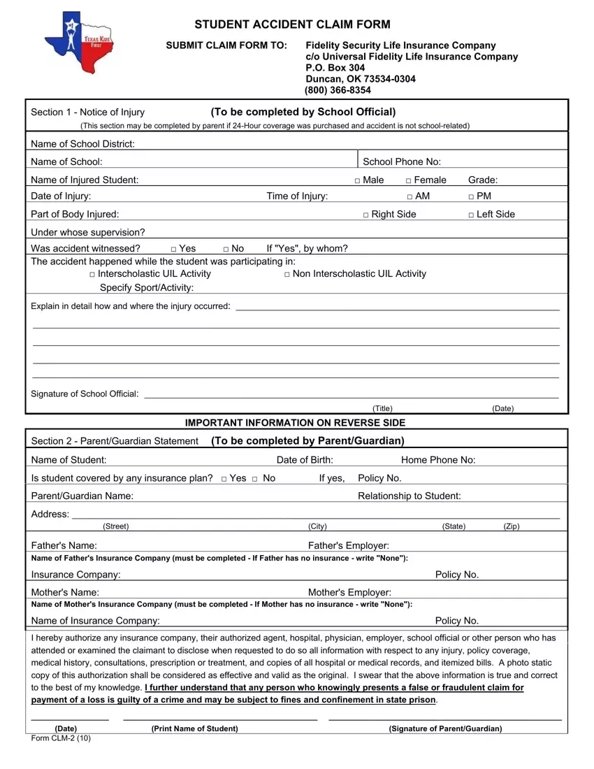 Texas Form Clm 2 Fill Out Printable PDF Forms Online