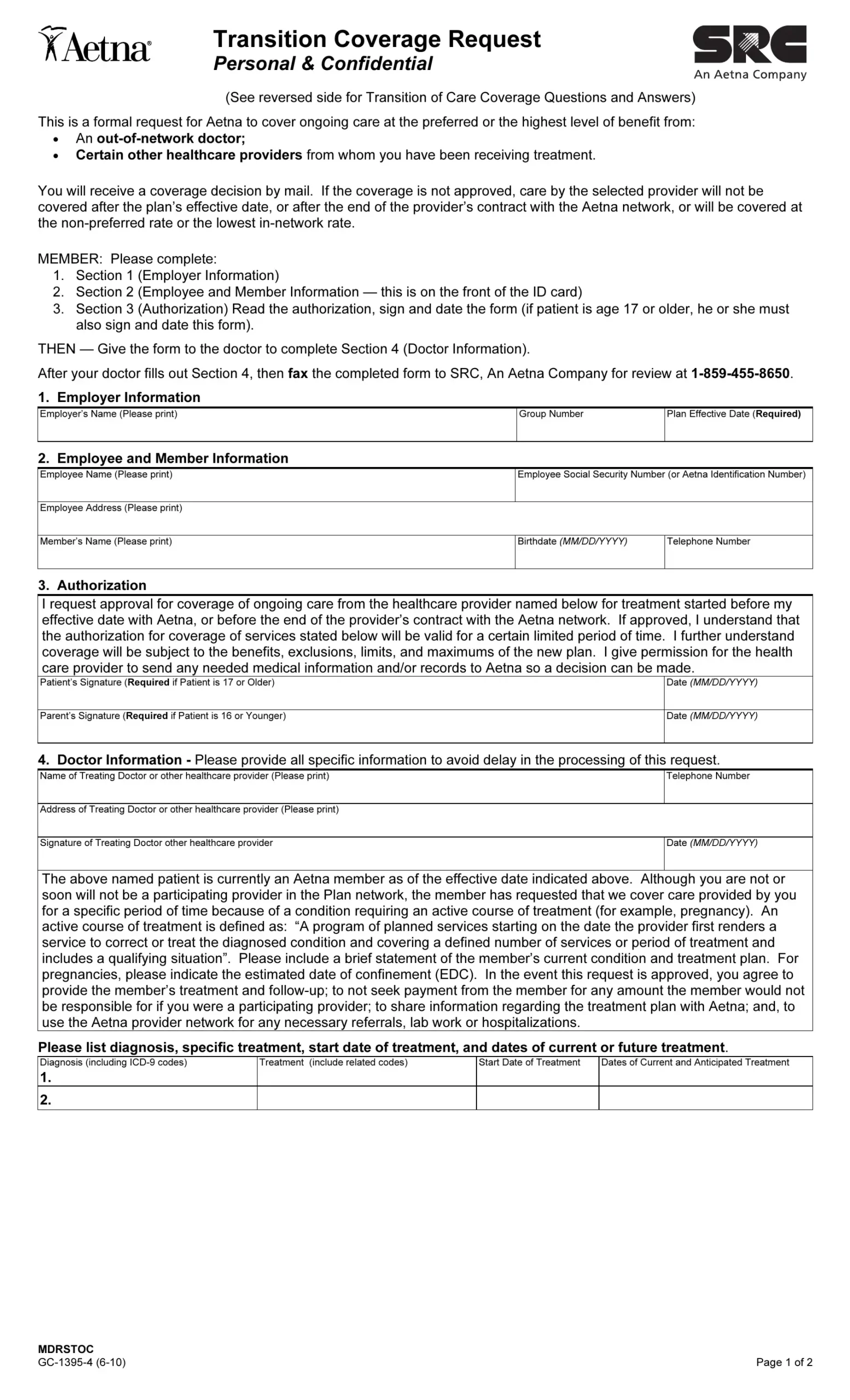 Transition Care Aetna Form Fill Out Printable PDF Forms Online