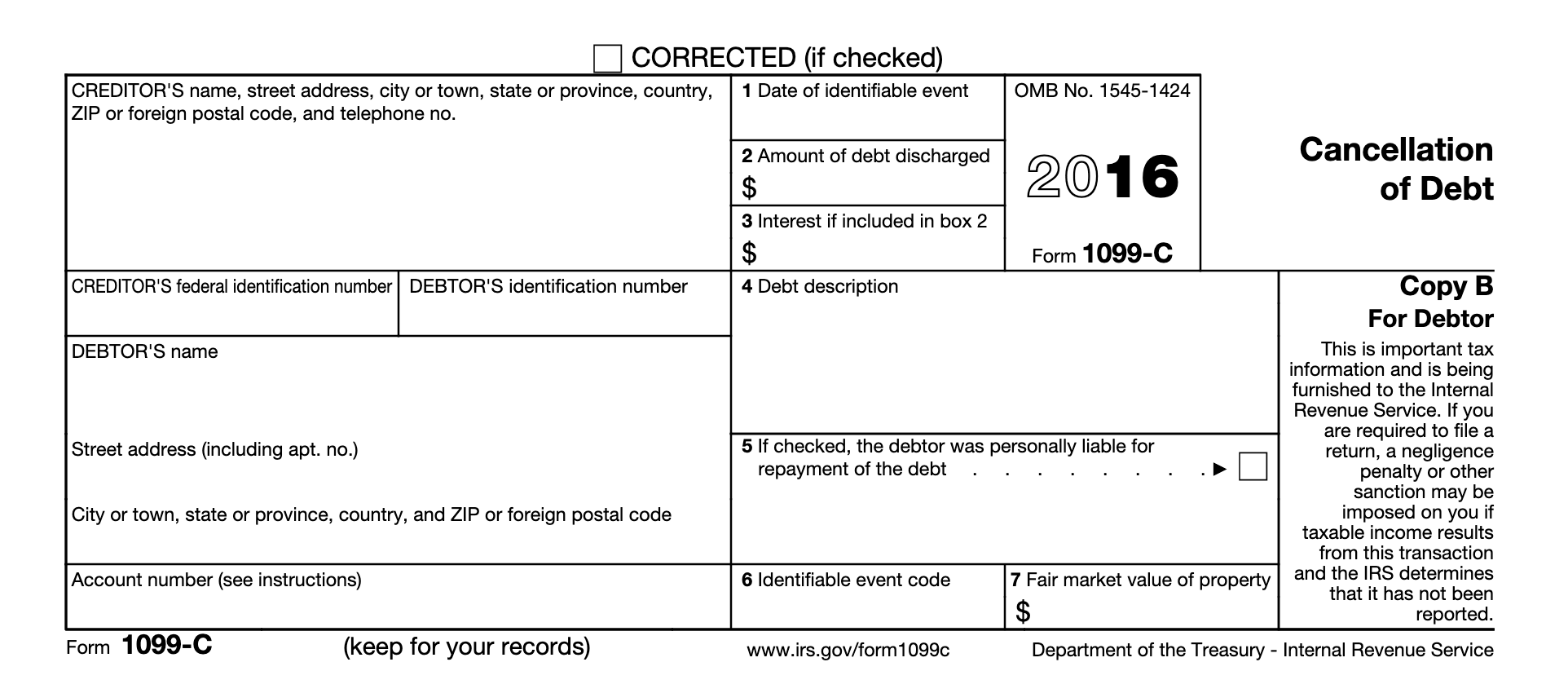 Printable 1099 Form 2016