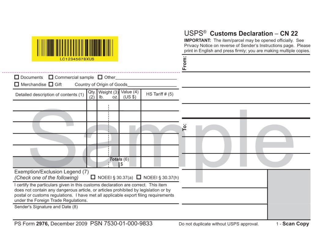 Usps Customs Form Printable