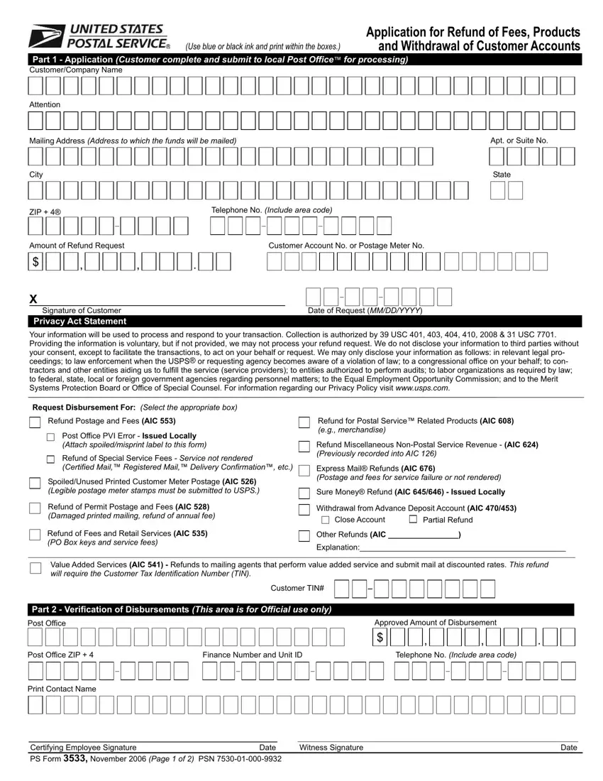 Usps Form 3533 Fill Out Printable PDF Forms Online