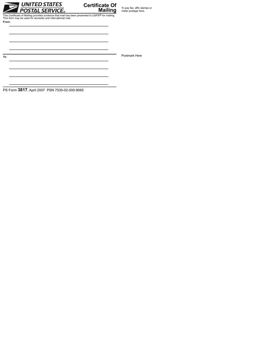 Usps Form 3817 Fill Out Printable PDF Forms Online