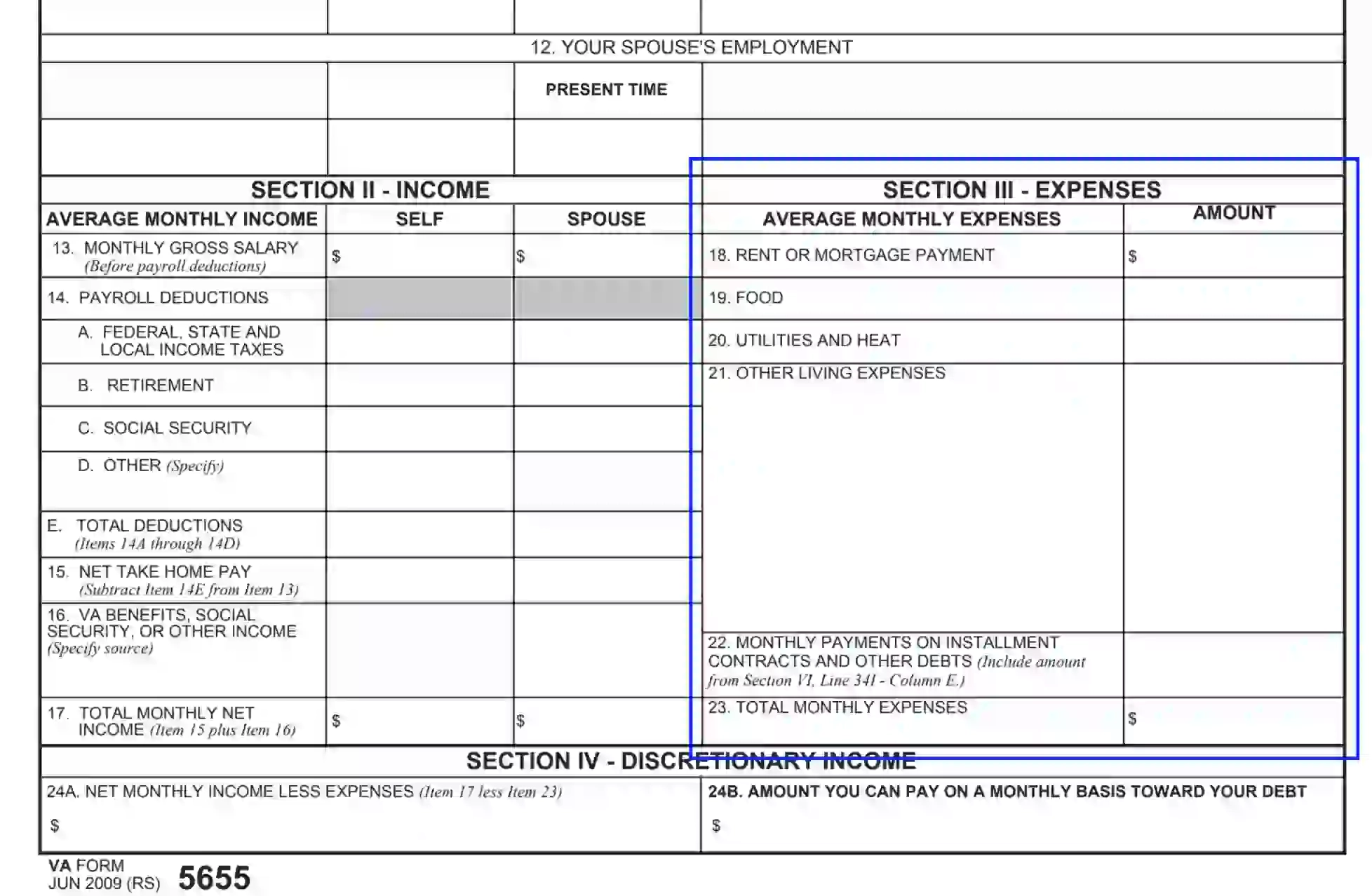 VA Form 5655 Fill Out Printable PDF Forms Online