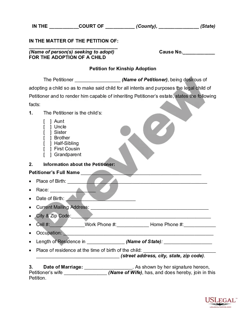Virginia Petition For Kinship Adoption Family Adoptions US Legal Forms