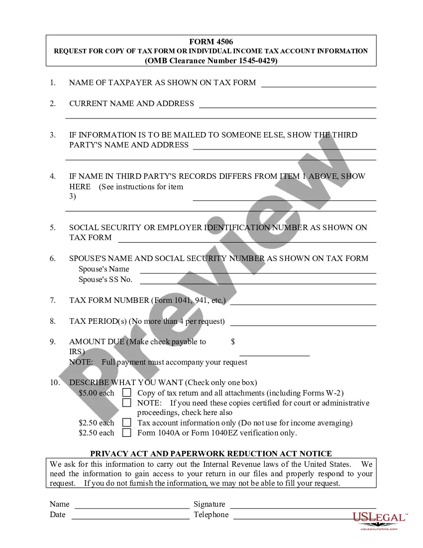 Virginia Request For Copy Of Tax Form Or Individual Income Tax Account Information US Legal Forms