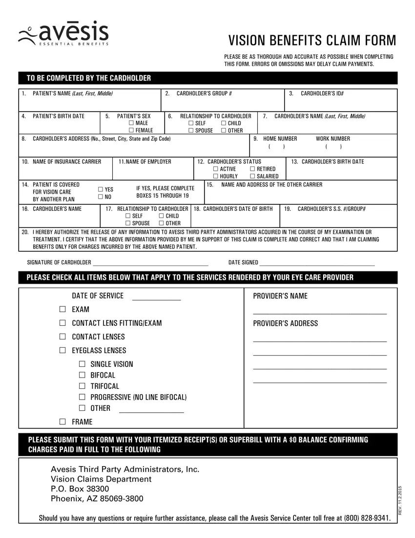Vision Benefits Claim Form Fill Out Printable PDF Forms Online