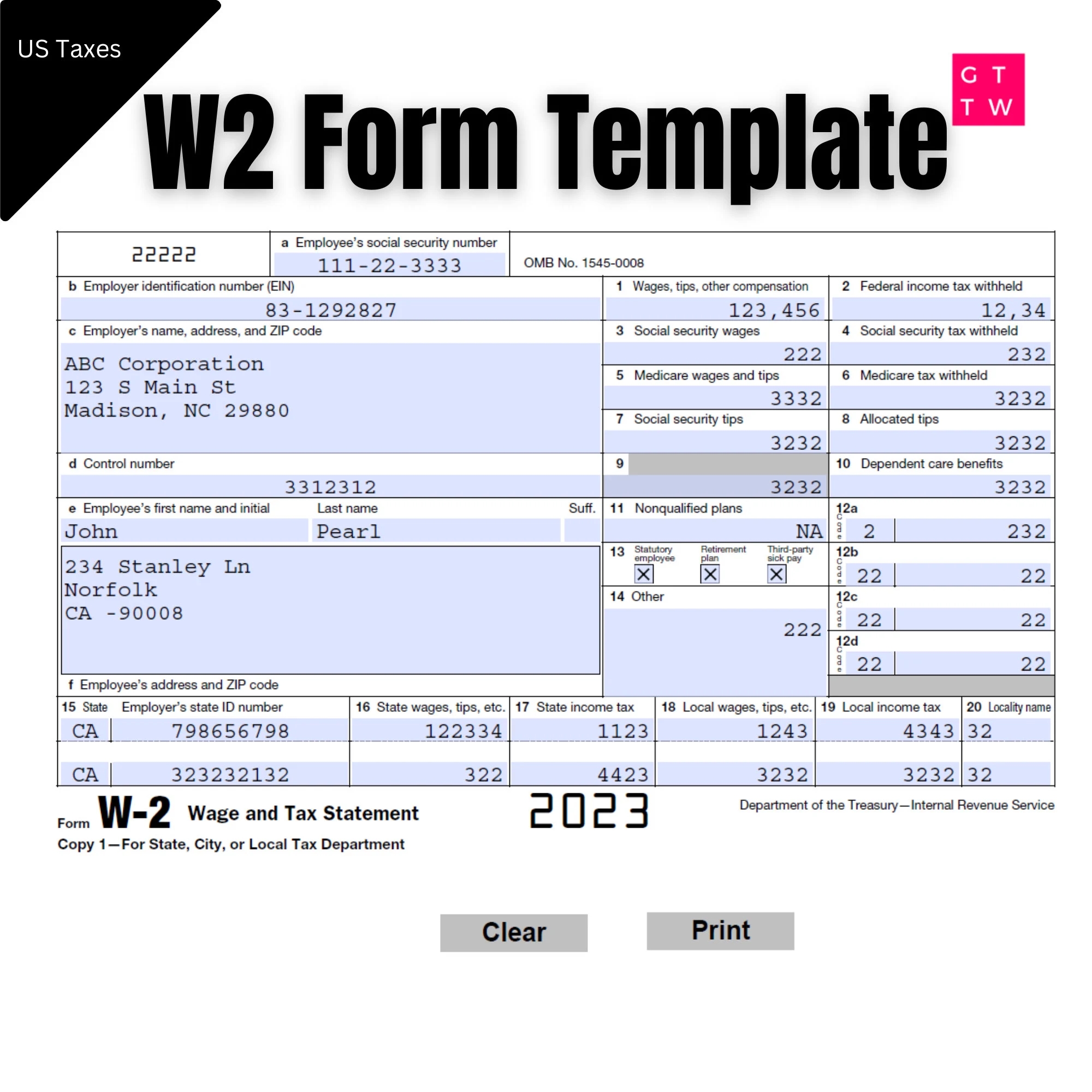 Printable 2016 W2 Form