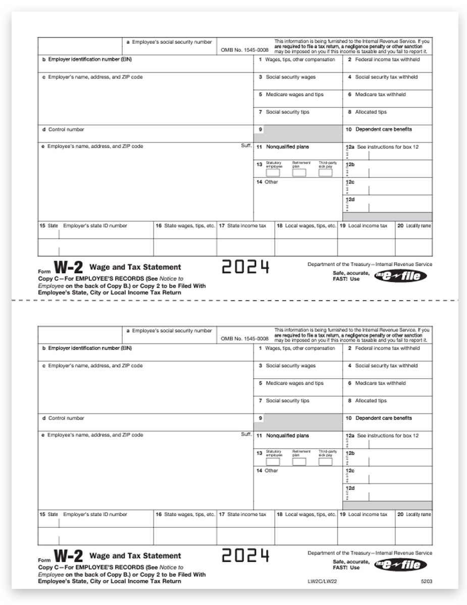 W2 Tax Forms 3up Employee Copies B C 2 DiscountTaxForms