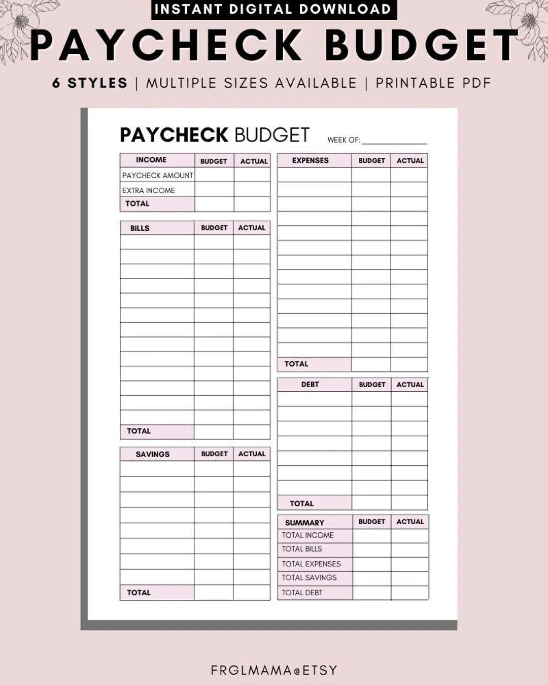 WEEKLY Budget Overview Template Printable Paycheck Budget Printable Budget Binder Budget Planner Budget Template A4 A5 Letter PDF Etsy WEEKLY Budget Overview Template Printable Paycheck Budget Printable Budget Binder Budget Planner Budget Template A4 A5 Letter PDF Etsy