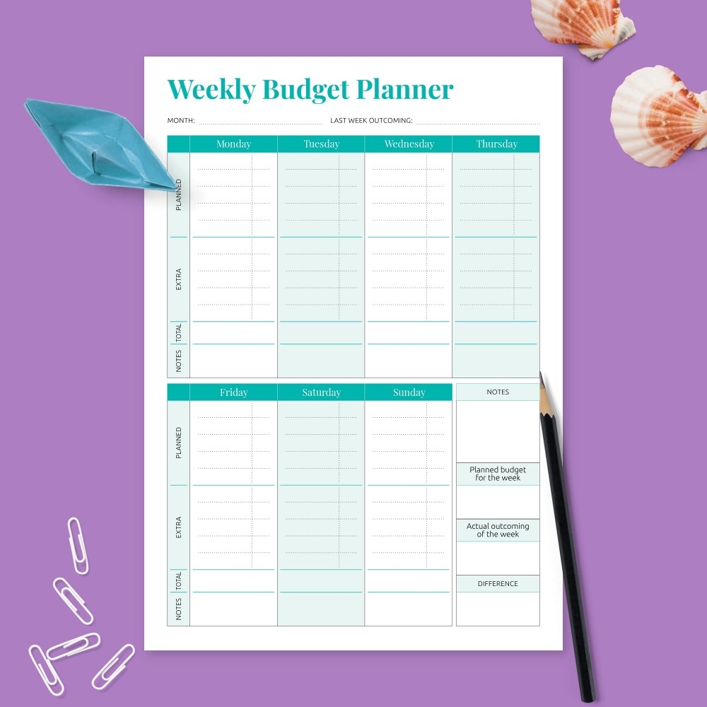 Weekly Money Expense Planner Template Printable PDF Weekly Money Expense Planner Template Printable PDF