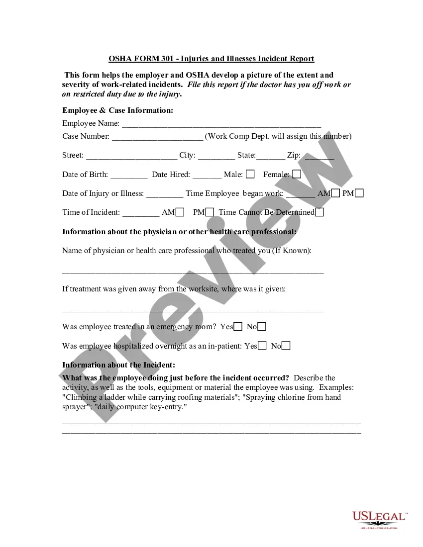Osha 300a Printable Form