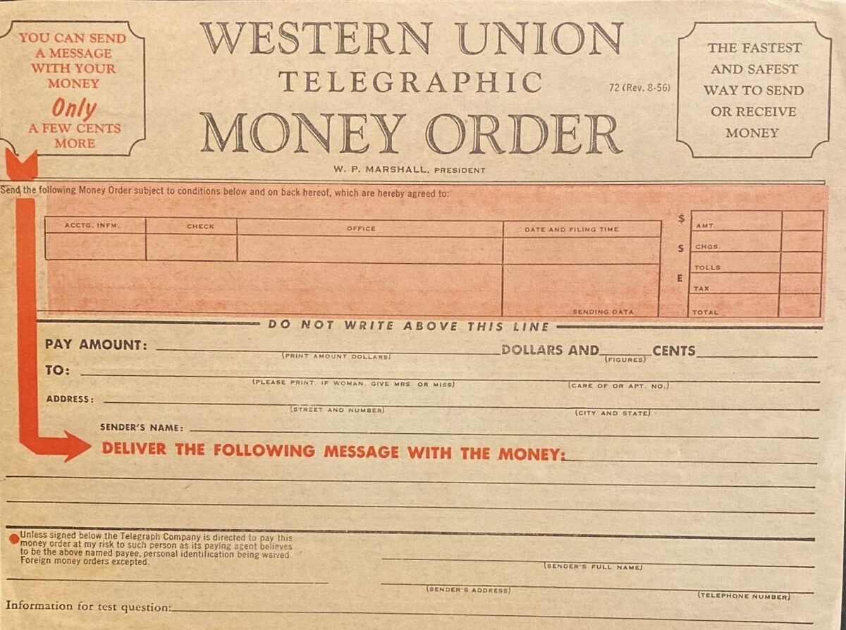 Western Union Telegram Money Order Sheets Set Vintage Original 1960 1956 NOS EBay
