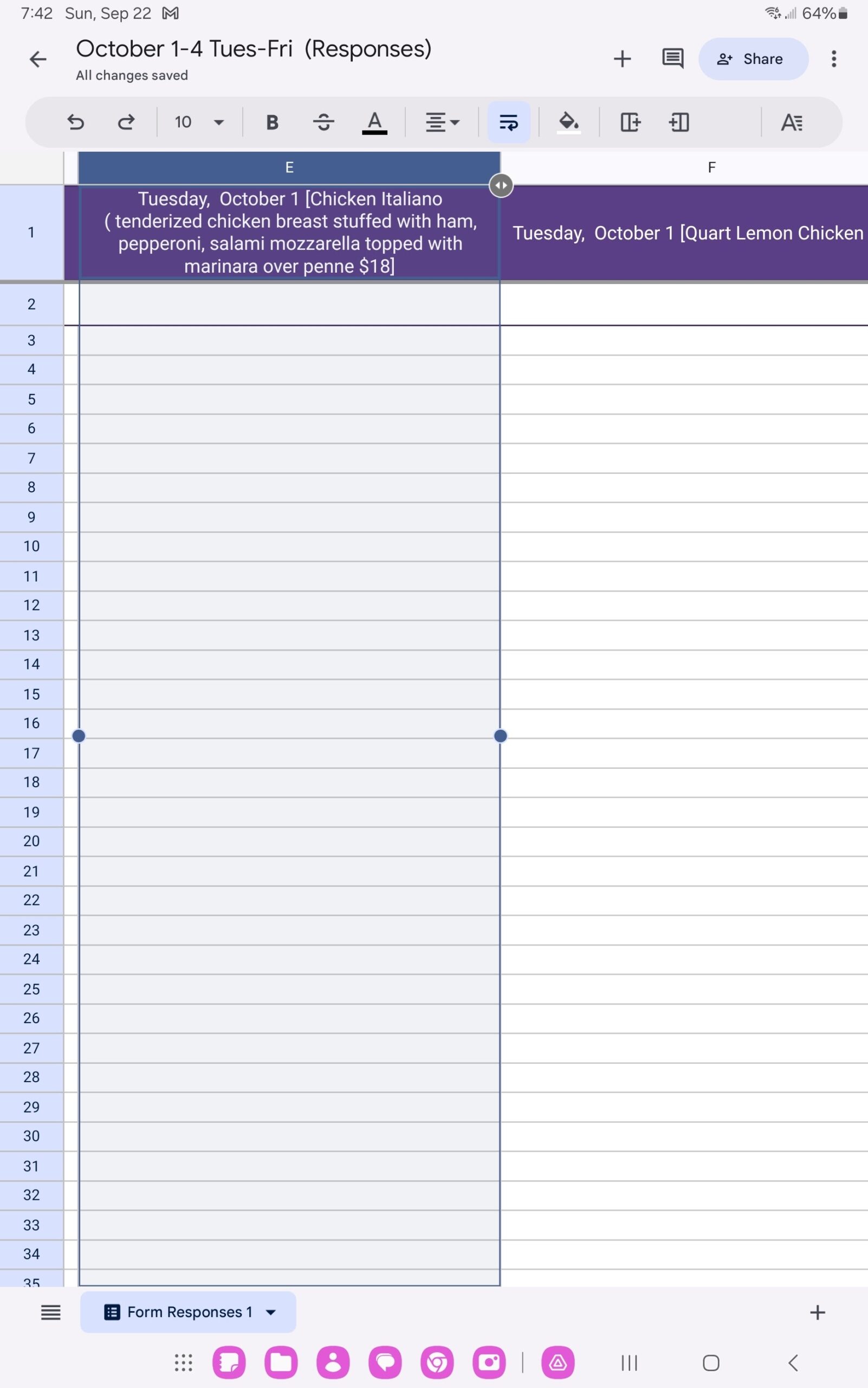 Why Does Google Forms Response Sheet Now Have The Purple Going Across The Top Cells Google Docs Editors Community
