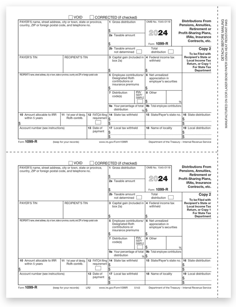 1099r tax forms 2024 3up recipient discounttaxforms