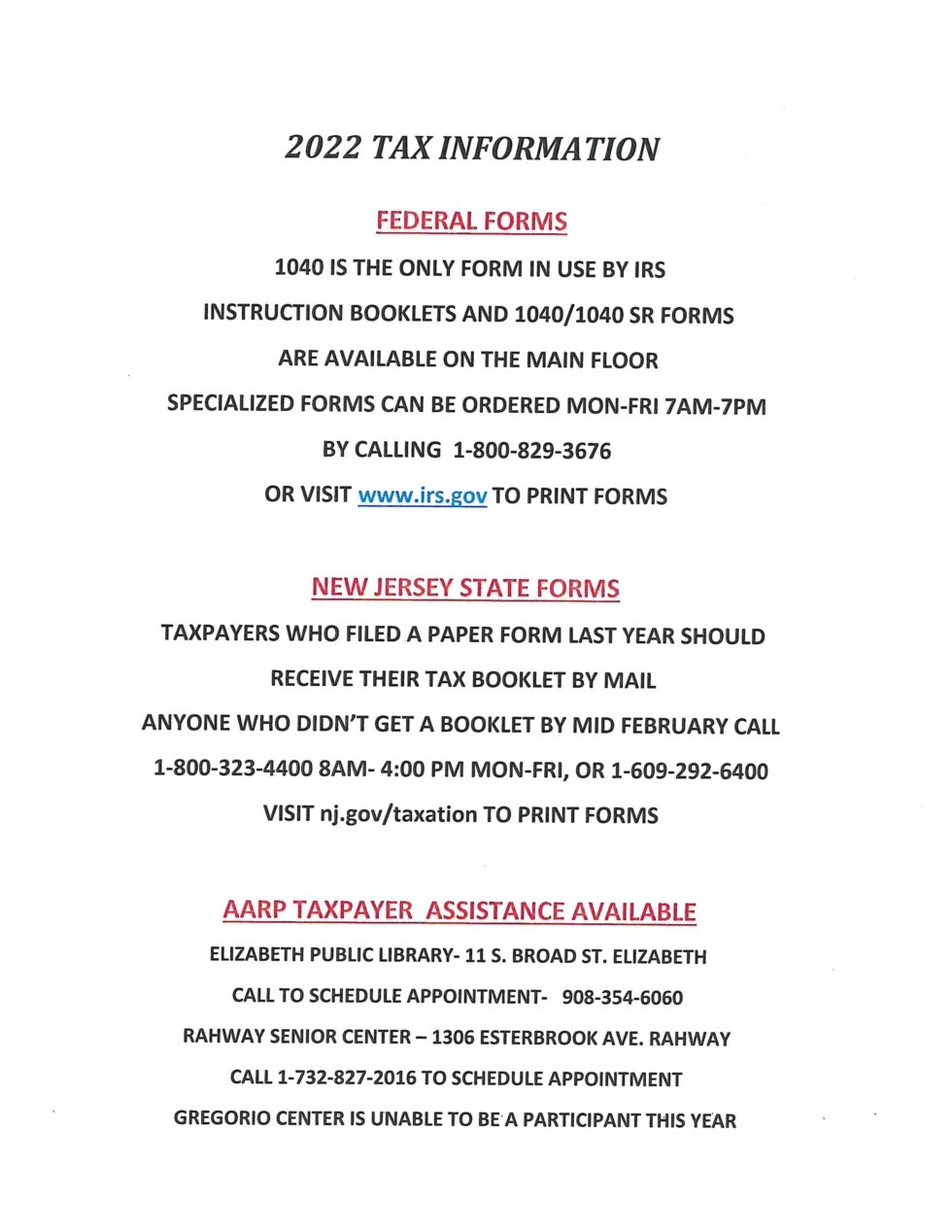 2022 tax information linden free public library