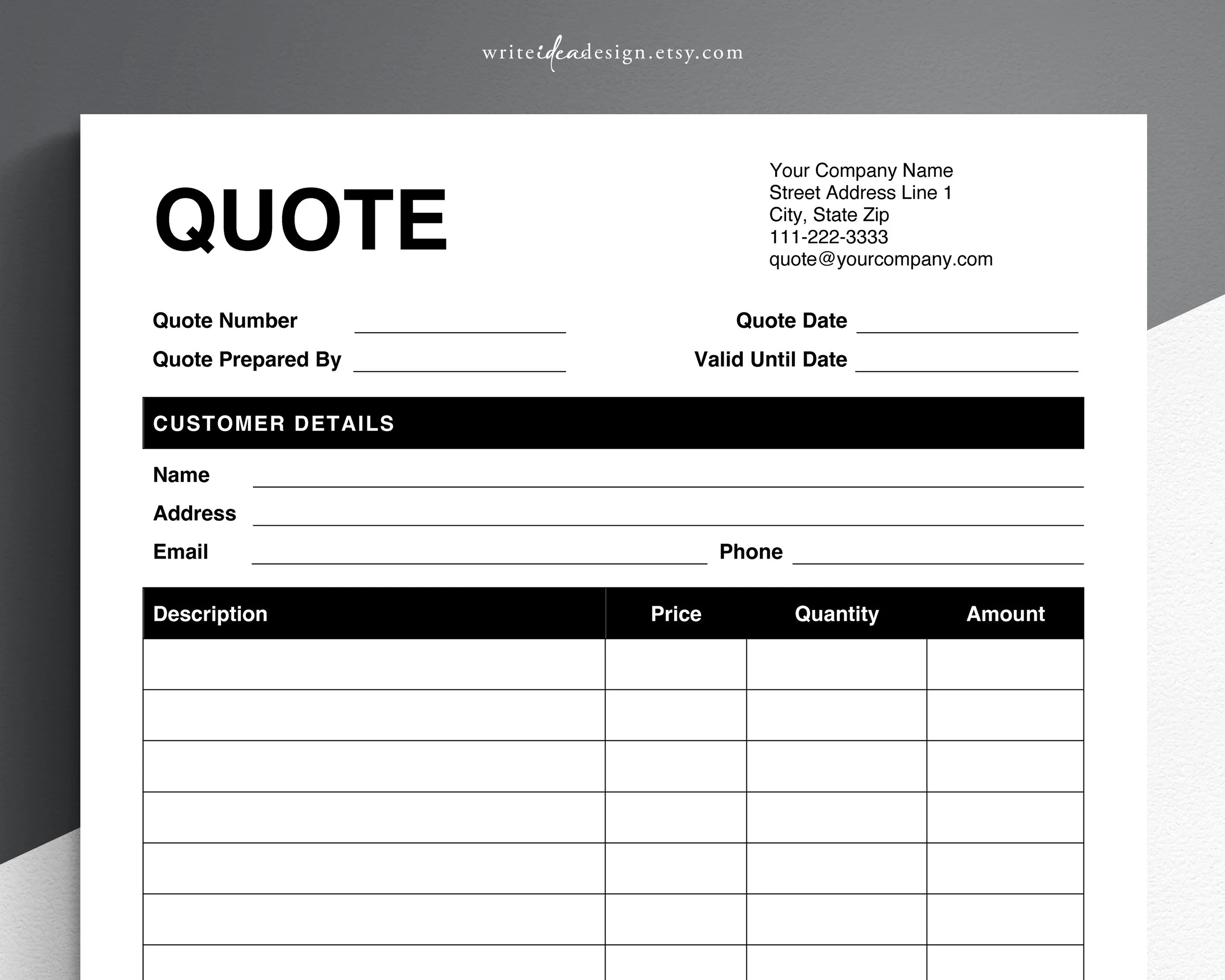 Free Printable Quote Form