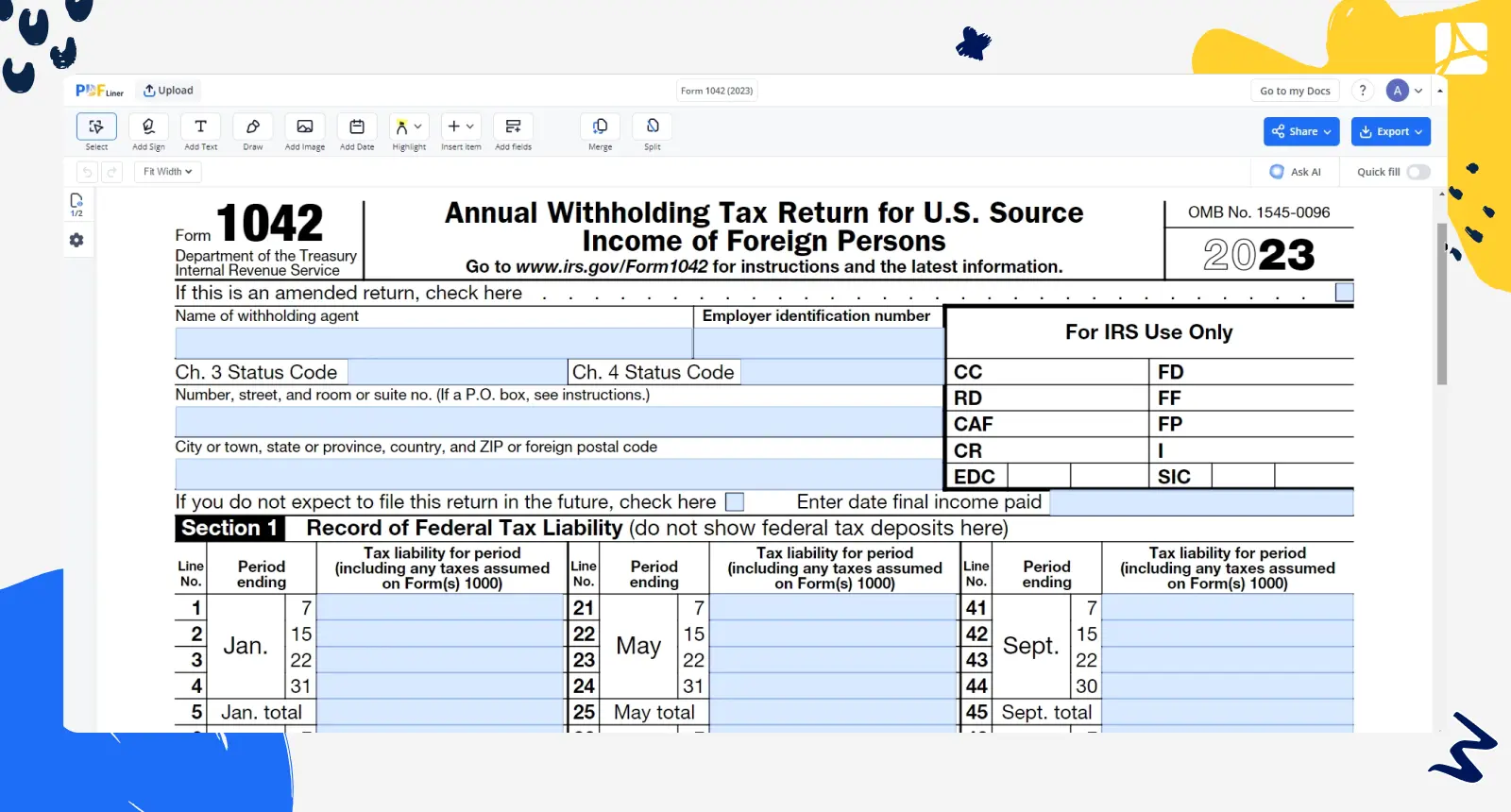 form 1040 ss printable and fillable forms online pdfliner