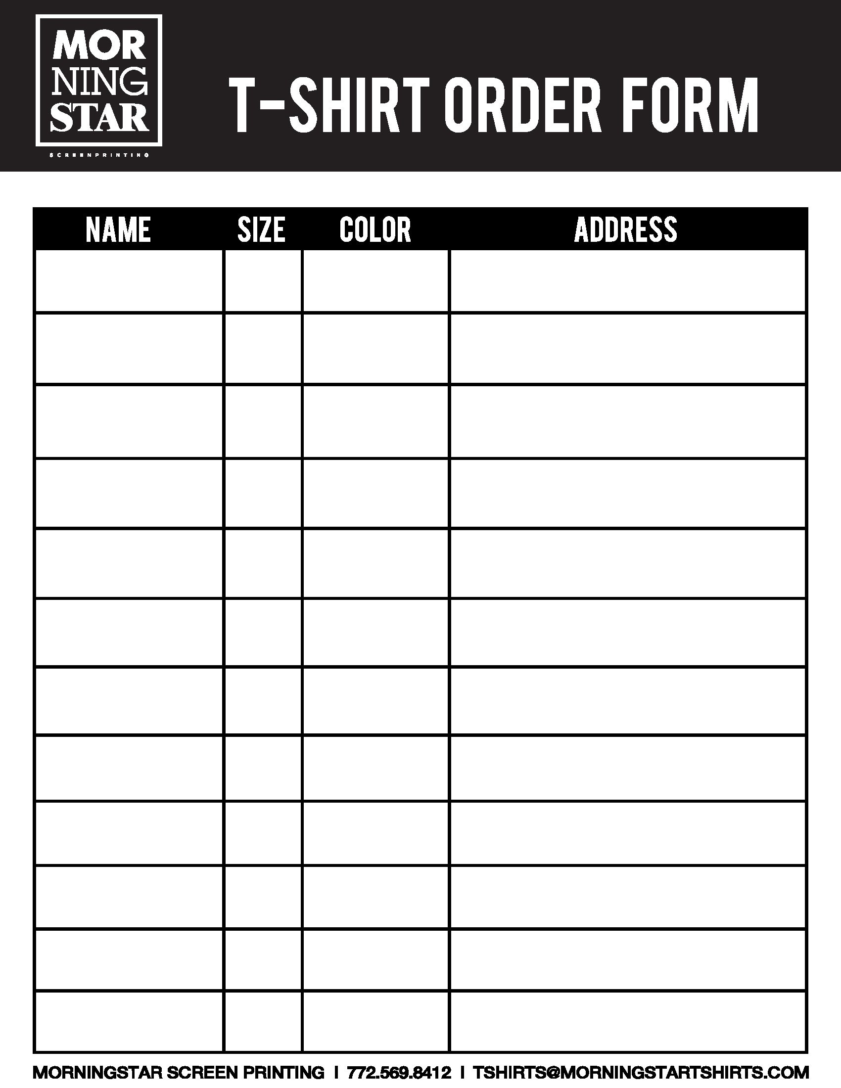 how to create a custom t shirt order form