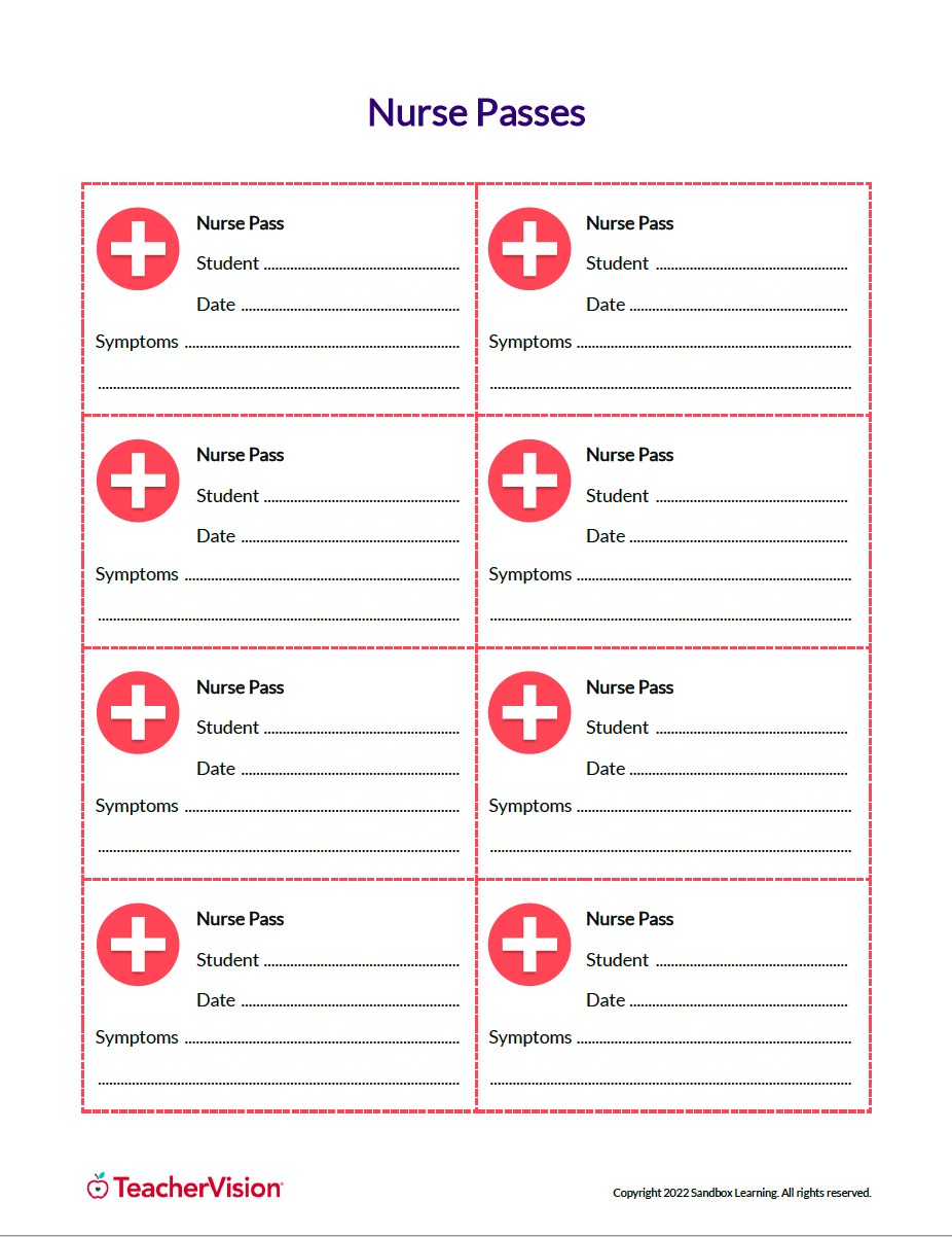 school nurse passes for students teachervision school nurse passes for students teachervision